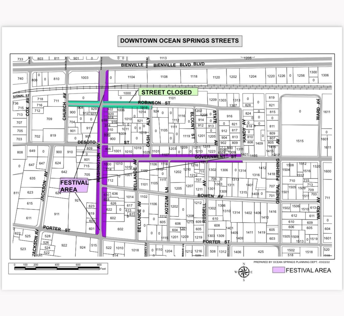 Spring Arts Festival Map Street Closures. 